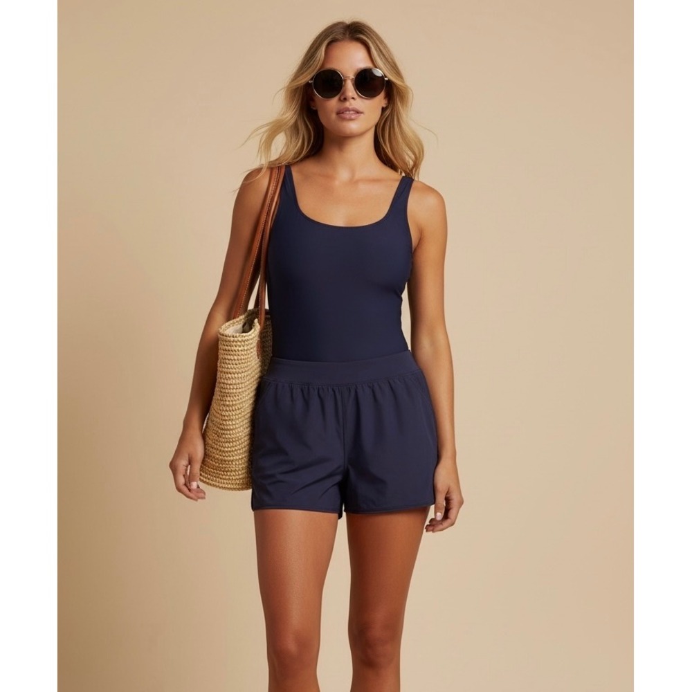NEW Colloyes Navy Blue Swim Shorts XXL UPF 50+ Pockets Swimming Trunks‎